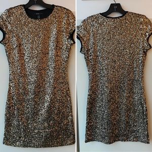 MANGO gold sequins dress